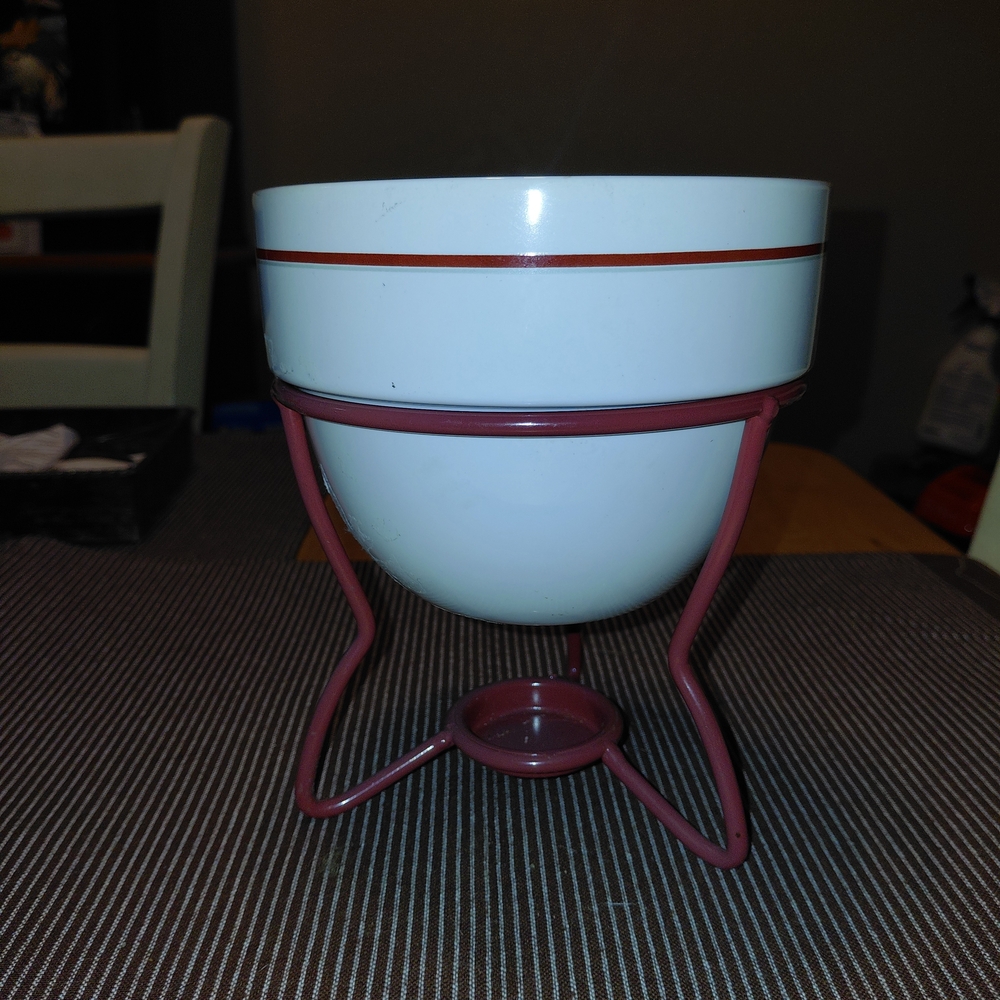White Bowl with Red Stand